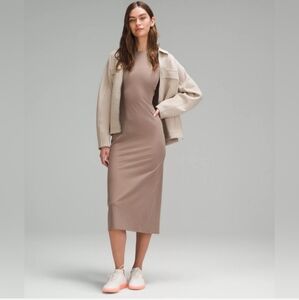Lululemon Sz 0 All Aligned Ribbed Midi Dress - Taupetastic